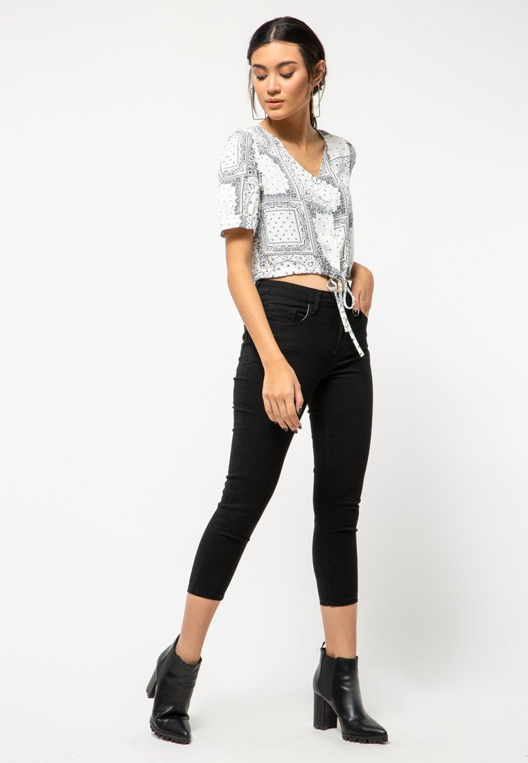 White V-Neck Blouse