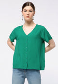 V-neck Short Sleeve Blouse