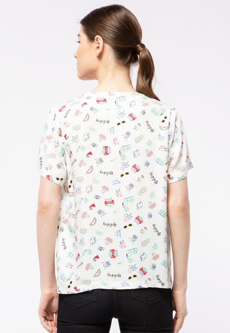 V-neck Short Sleeve Blouse