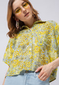 Printed Short Sleeve Crop Blouse
