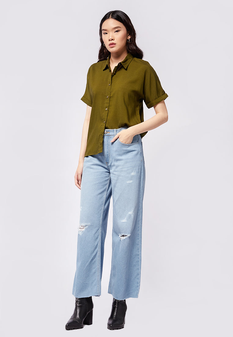 Basic Short Sleeve Loose Blouse