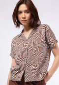 Notch Collar Printed Blouse