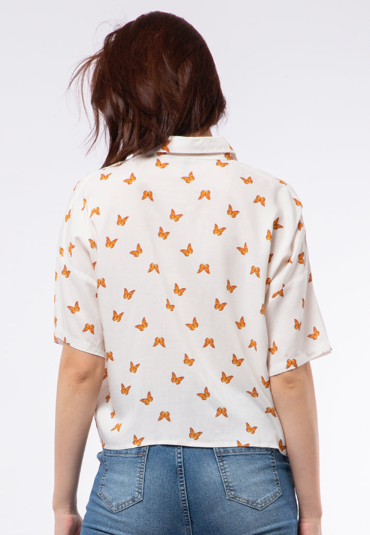 Printed Short Sleeve Blouse