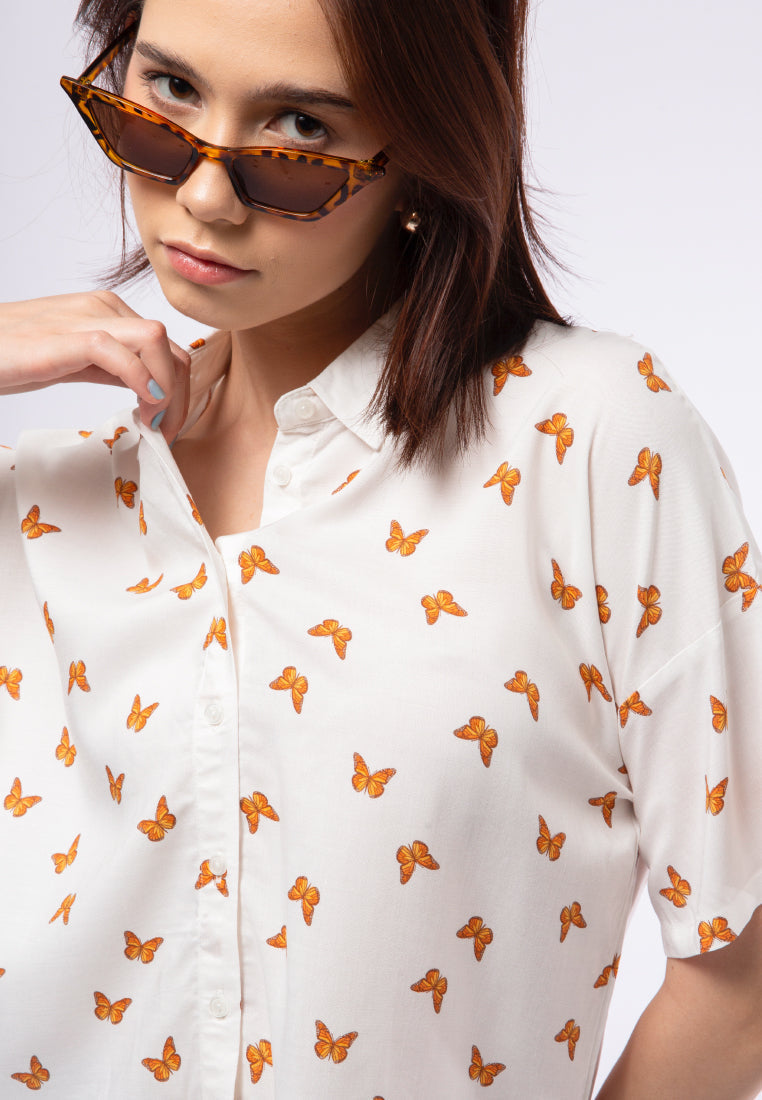 Printed Short Sleeve Blouse