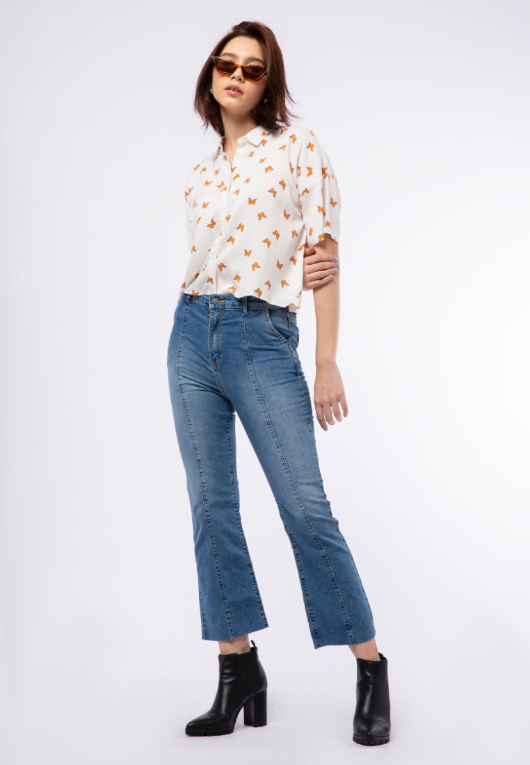 Printed Short Sleeve Blouse
