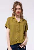 Notch Collar Short Sleeve Blouse