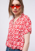 Printed Notch Collar Blouse