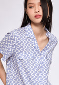 Printed Blouse with Front Tie