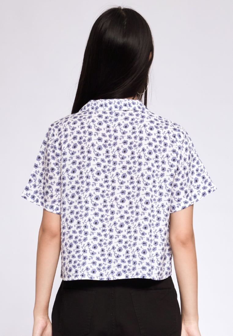 Printed Blouse with Front Tie