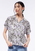 Short Sleeve Notch Collar Blouse