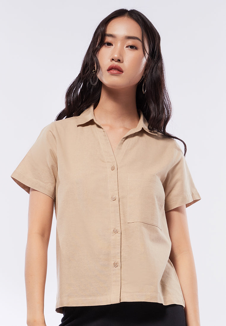 V-Neck Short Sleeve Blouse