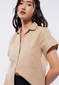 V-Neck Short Sleeve Blouse