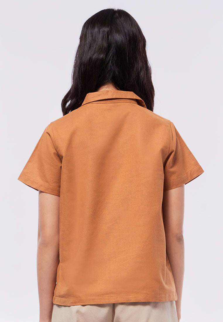 V-Neck Short Sleeve Blouse