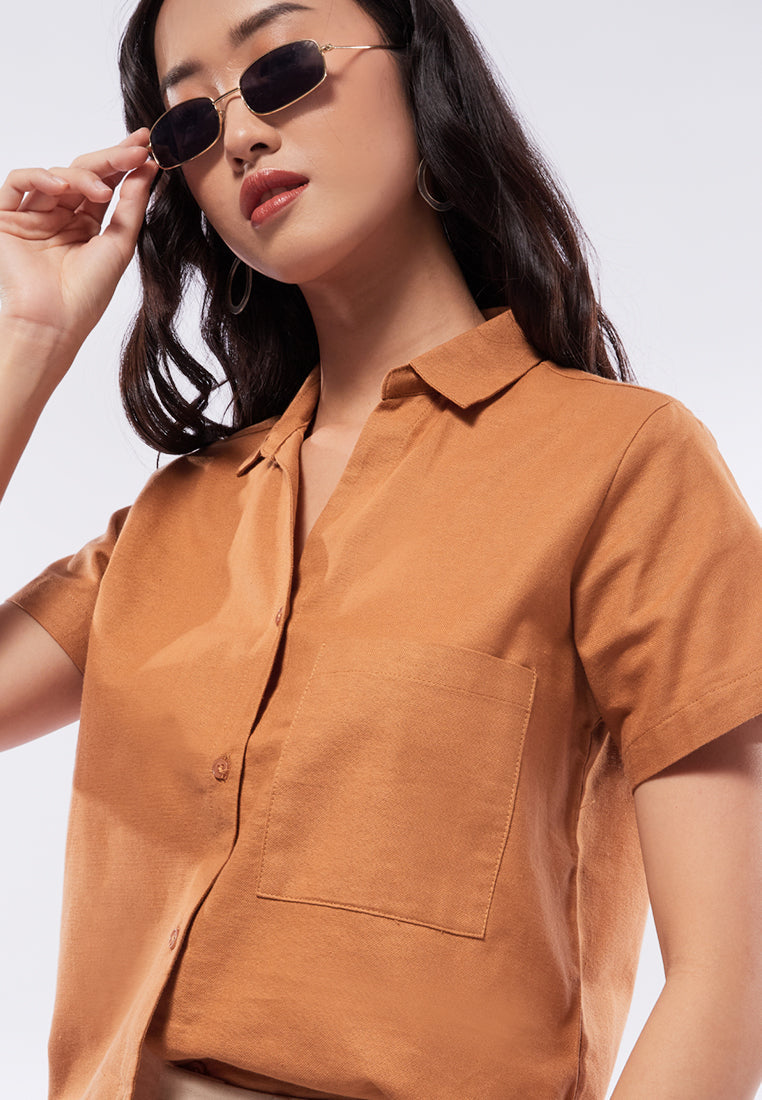 V-Neck Short Sleeve Blouse