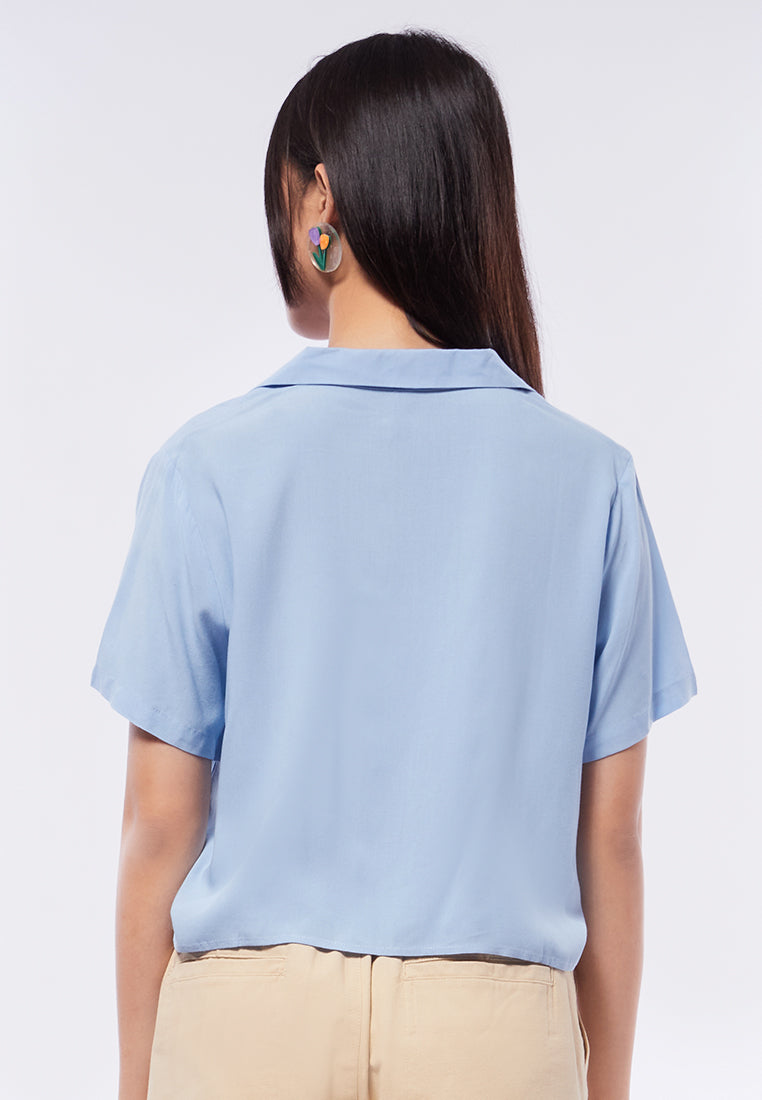 Short Sleeve Blouse with Front Tie