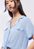 Short Sleeve Blouse with Front Tie