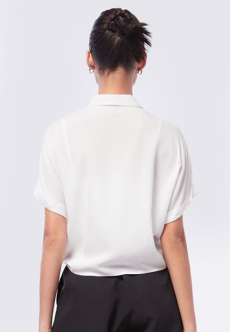 Front Knot Batwing Blouse