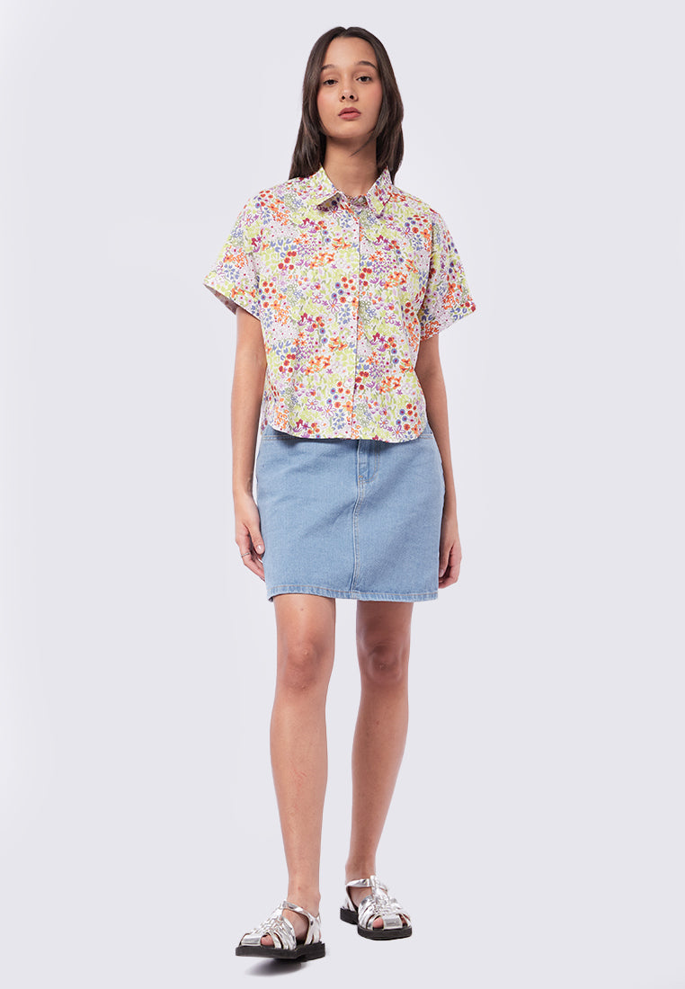 Printed Short Sleeve Boxy Shirt