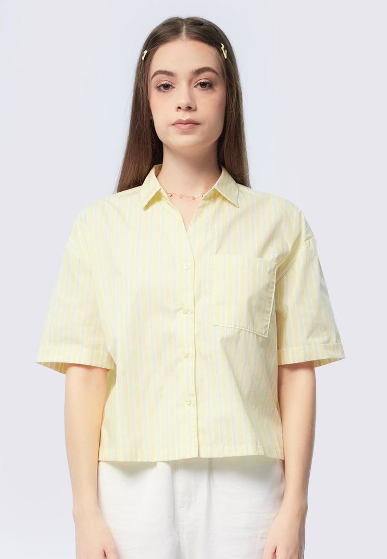 Short Sleeve Blouse with Front Pocket