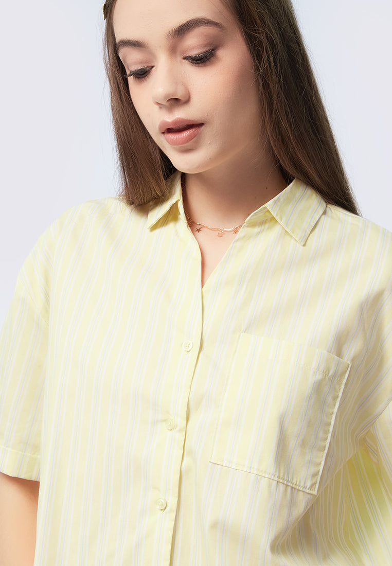 Short Sleeve Blouse with Front Pocket