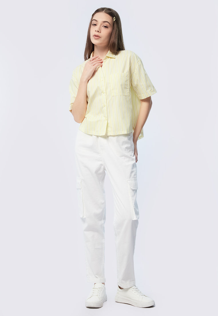 Short Sleeve Blouse with Front Pocket