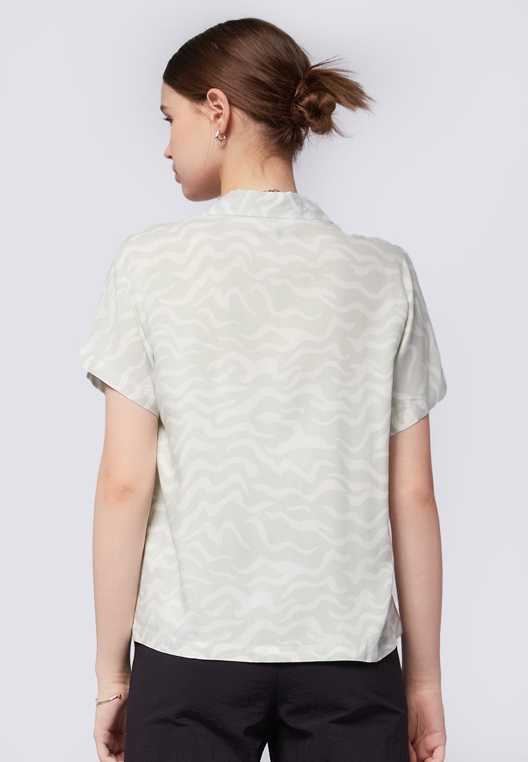 Printed Notch Collar Shirt