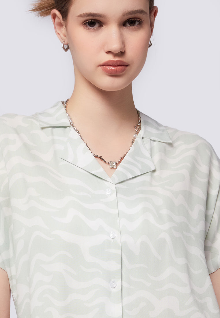 Printed Notch Collar Shirt