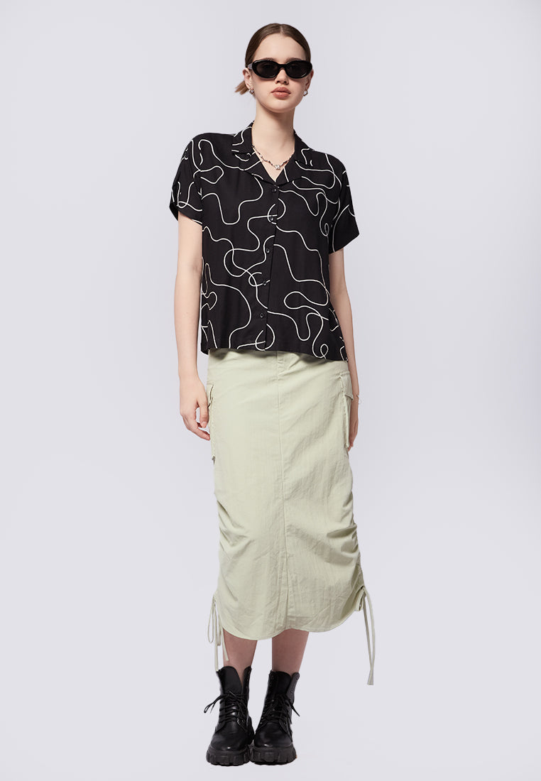Printed Notch Collar Shirt