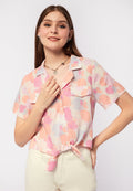 Printed Blouse with Front Tie