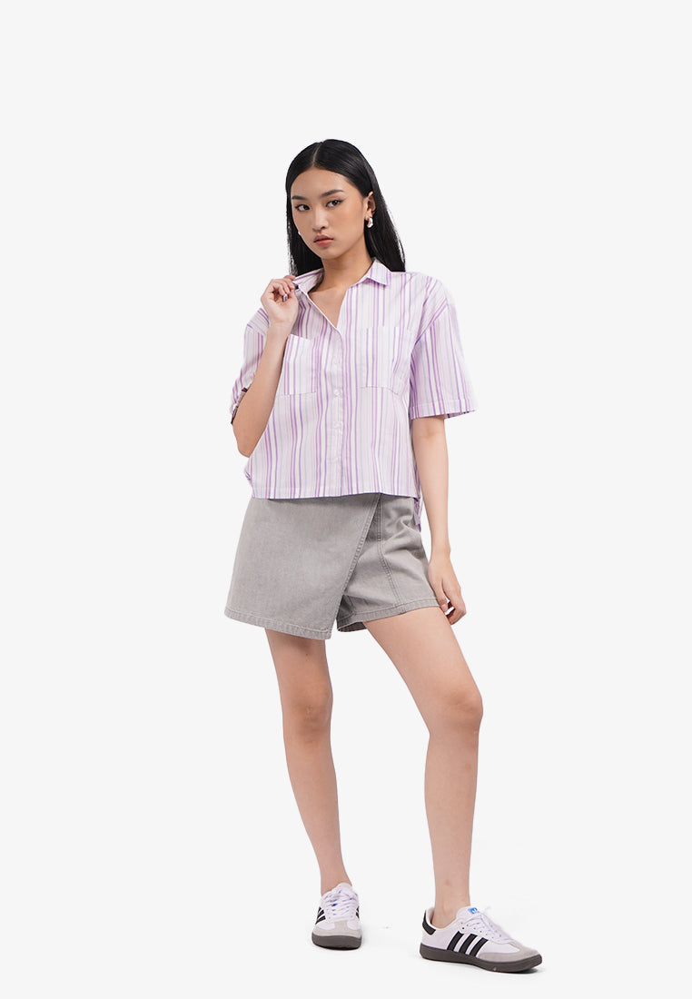 V-Neck Blouse with Drop Shoulder