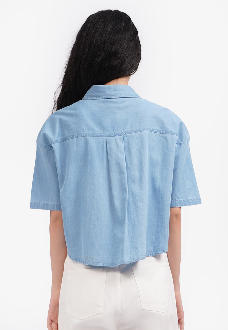 Short Sleeve Chambray Shirt L.Blue