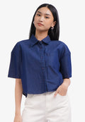 Short Sleeve Chambray Shirt Navy