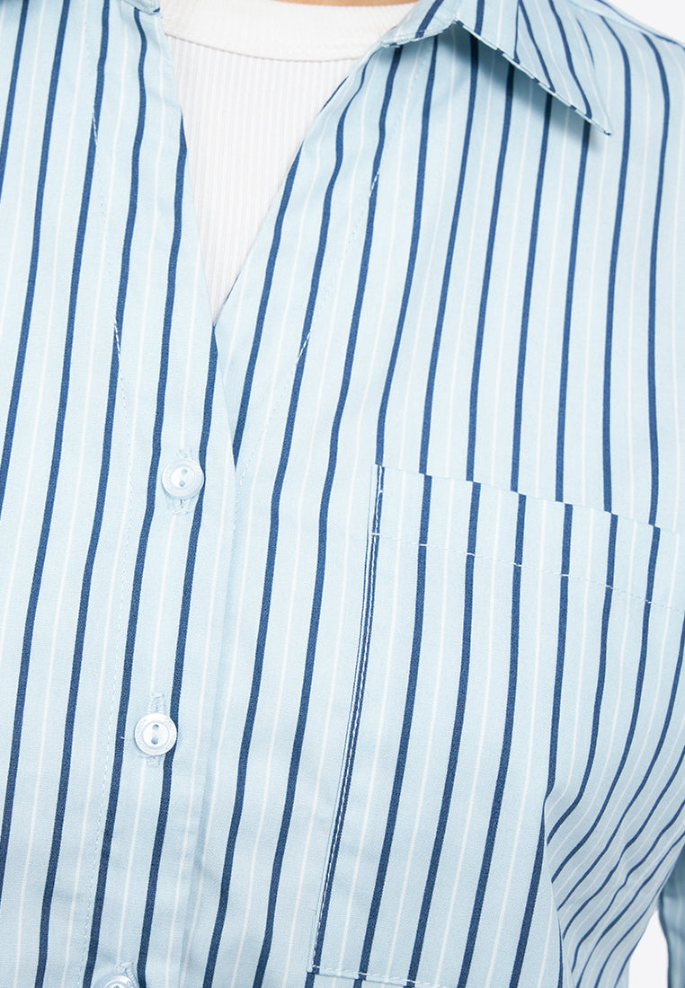 Stripes V-Neck Drop Shoulder Shirt