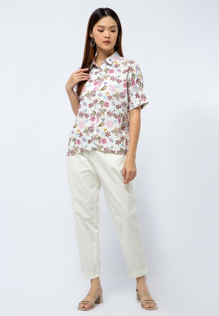 Printed Short Sleeve Blouse
