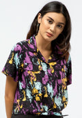 Printed Blouse with Front Tie