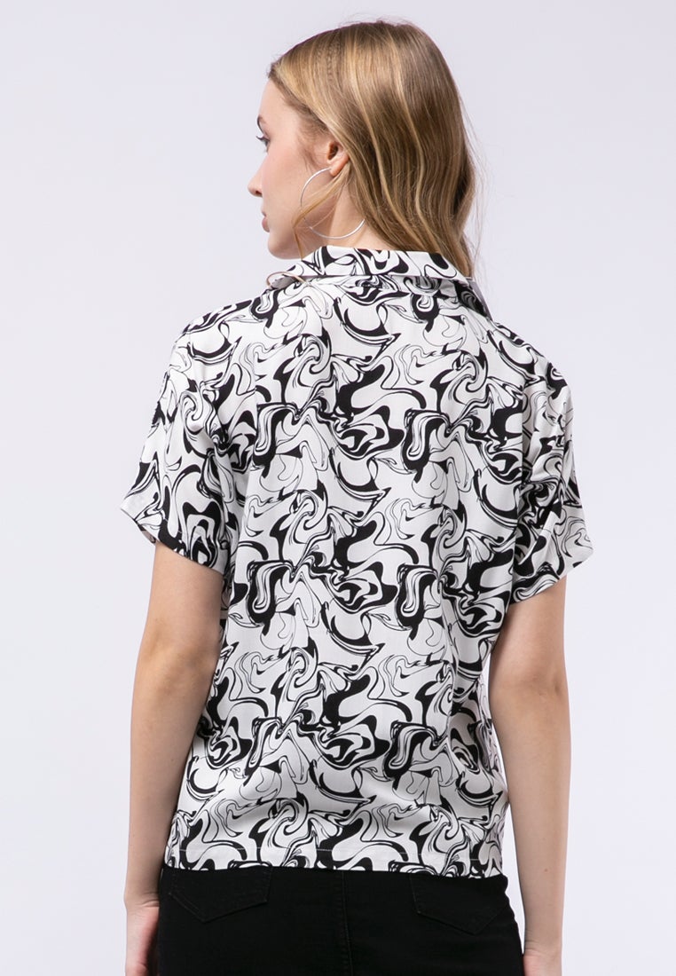 Printed Notch Collar Shirt