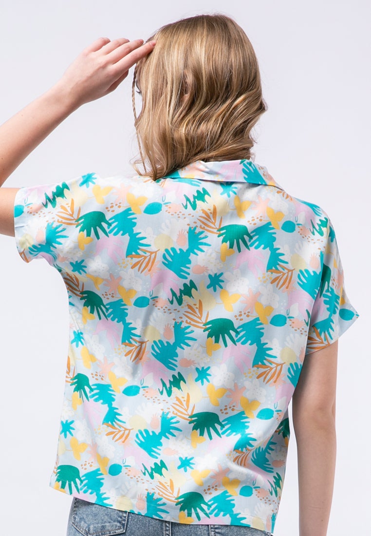 Printed Notch Collar Shirt