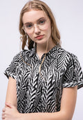 Short Sleeve Printed Crop Shirt