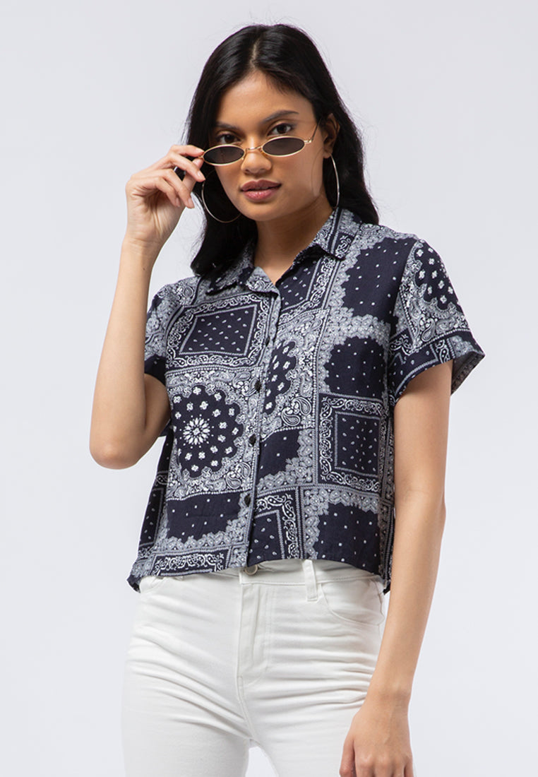 Printed Crop Shirt
