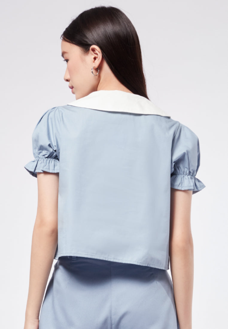 Puff Sleeve Polo Top