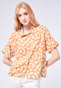 Printed Crop Short Sleeve Blouse