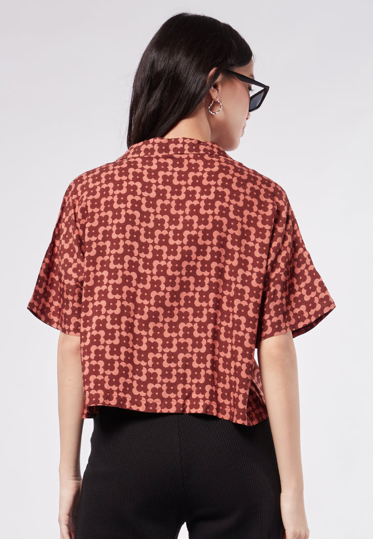 Printed Short Sleeve Blouse