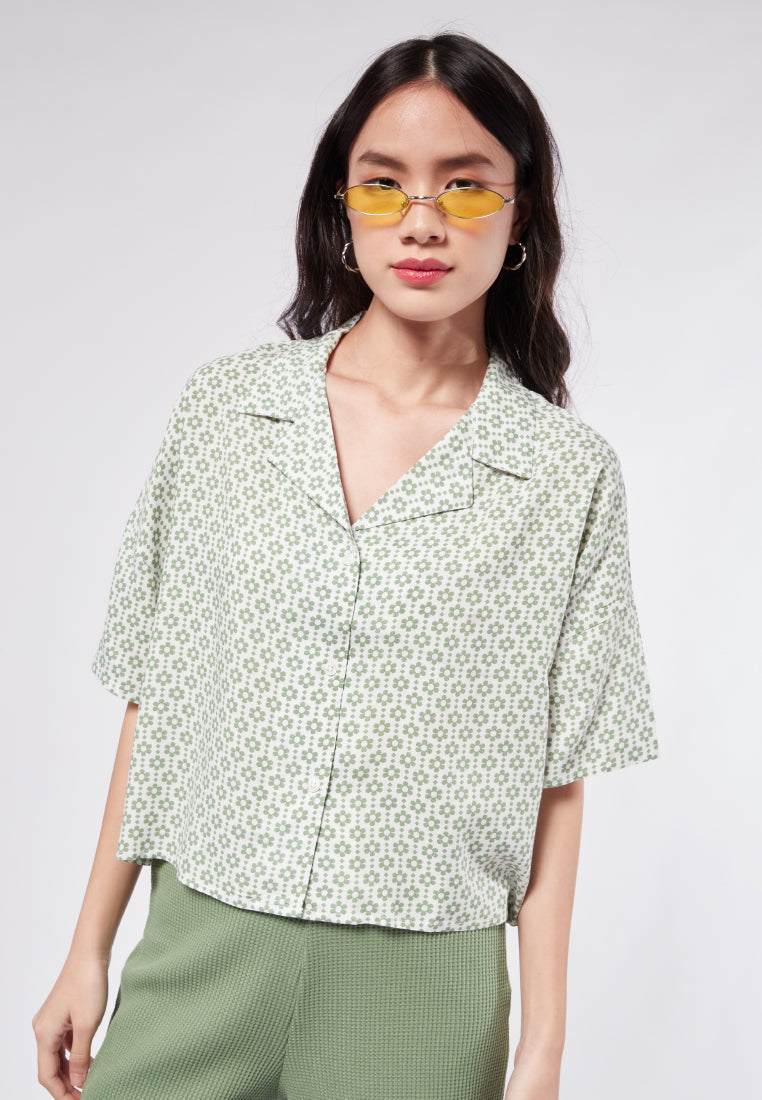 Printed Short Sleeve Blouse