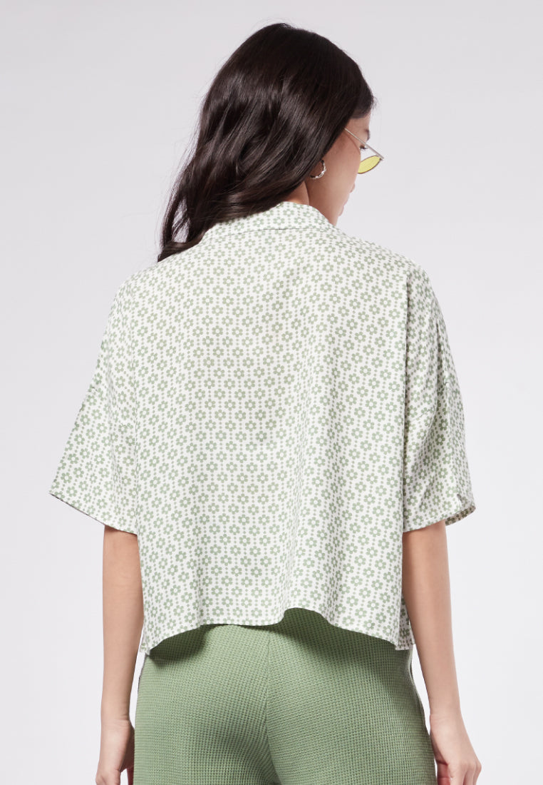 Printed Short Sleeve Blouse