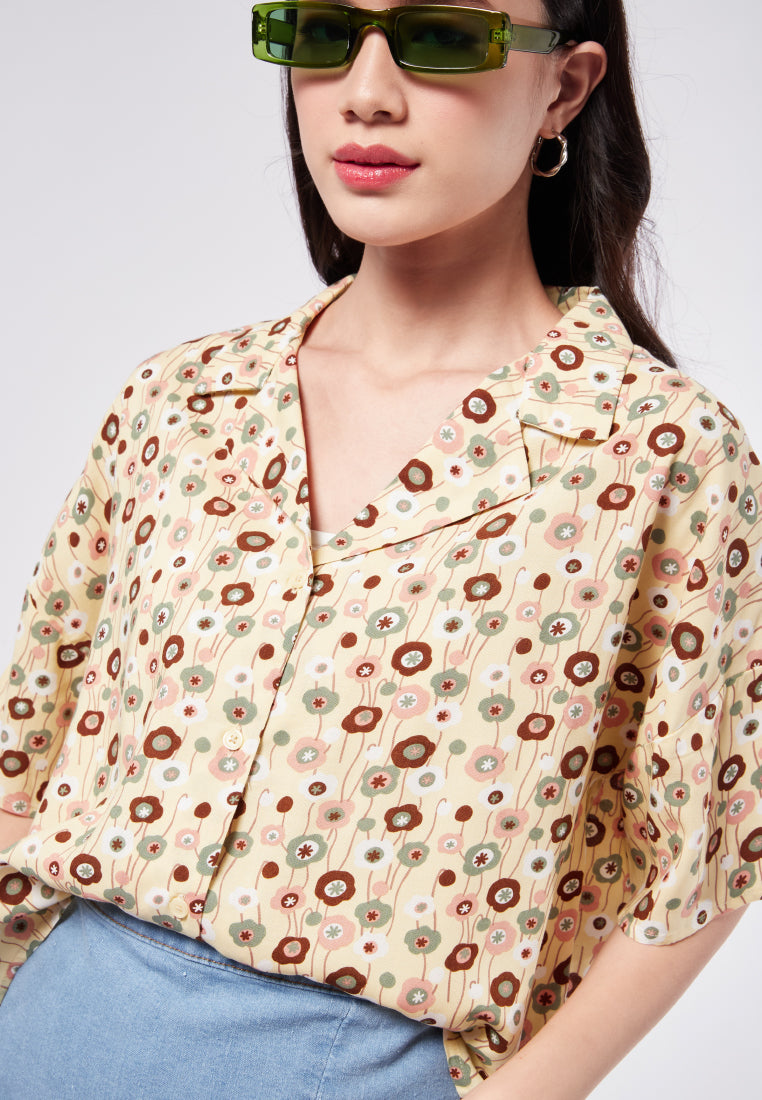 Printed Short Sleeve Blouse