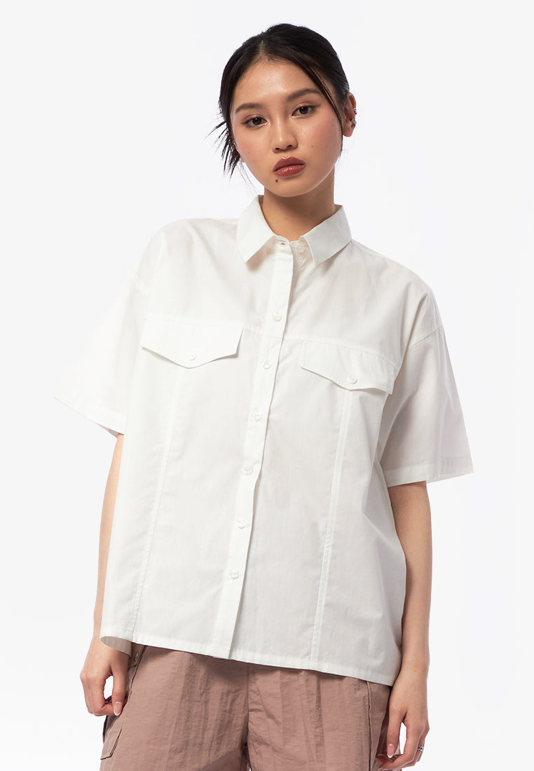Oversized Drawstring Shirt Off White