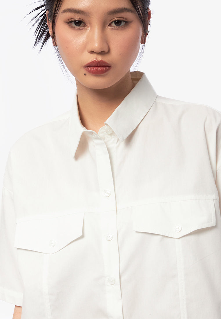 Oversized Drawstring Shirt Off White
