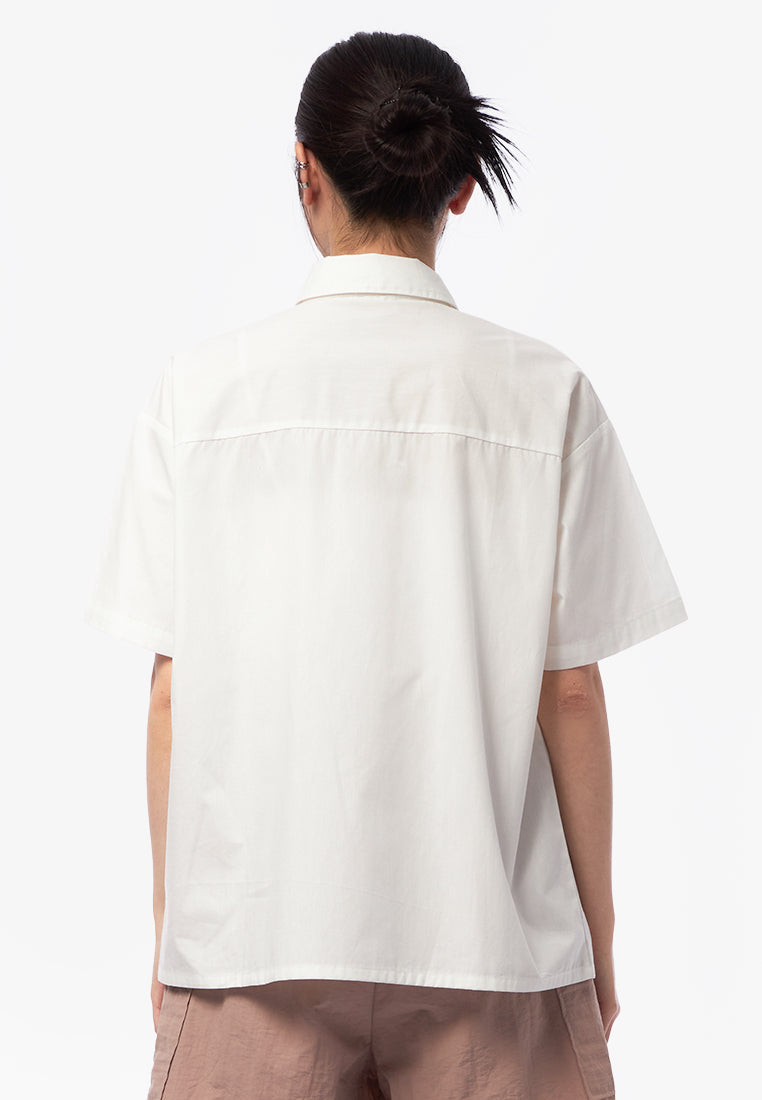 Oversized Drawstring Shirt Off White