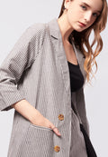 Striped Long Sleeve Open Blazer