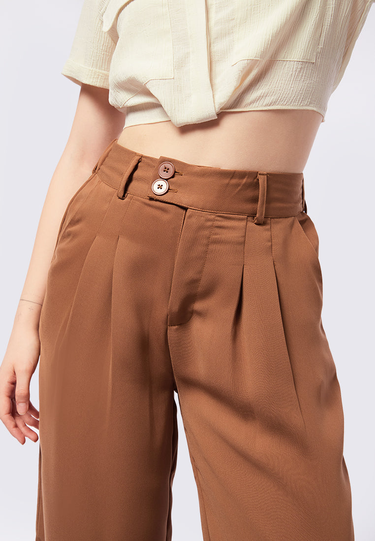 Cropped Culottes with Double Button Details